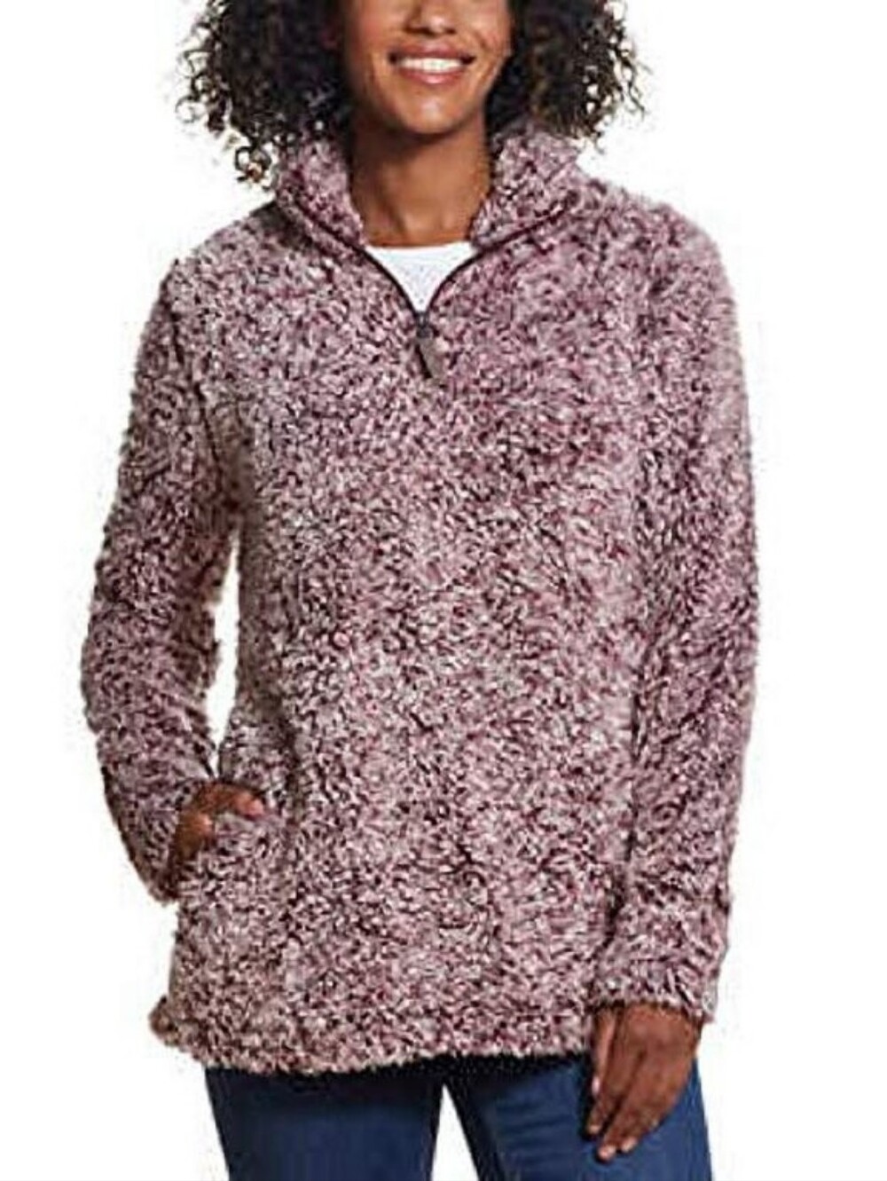 Weatherproof Vintage Cozy Plush Half-Zip Women's Sweater - Dusty Rose